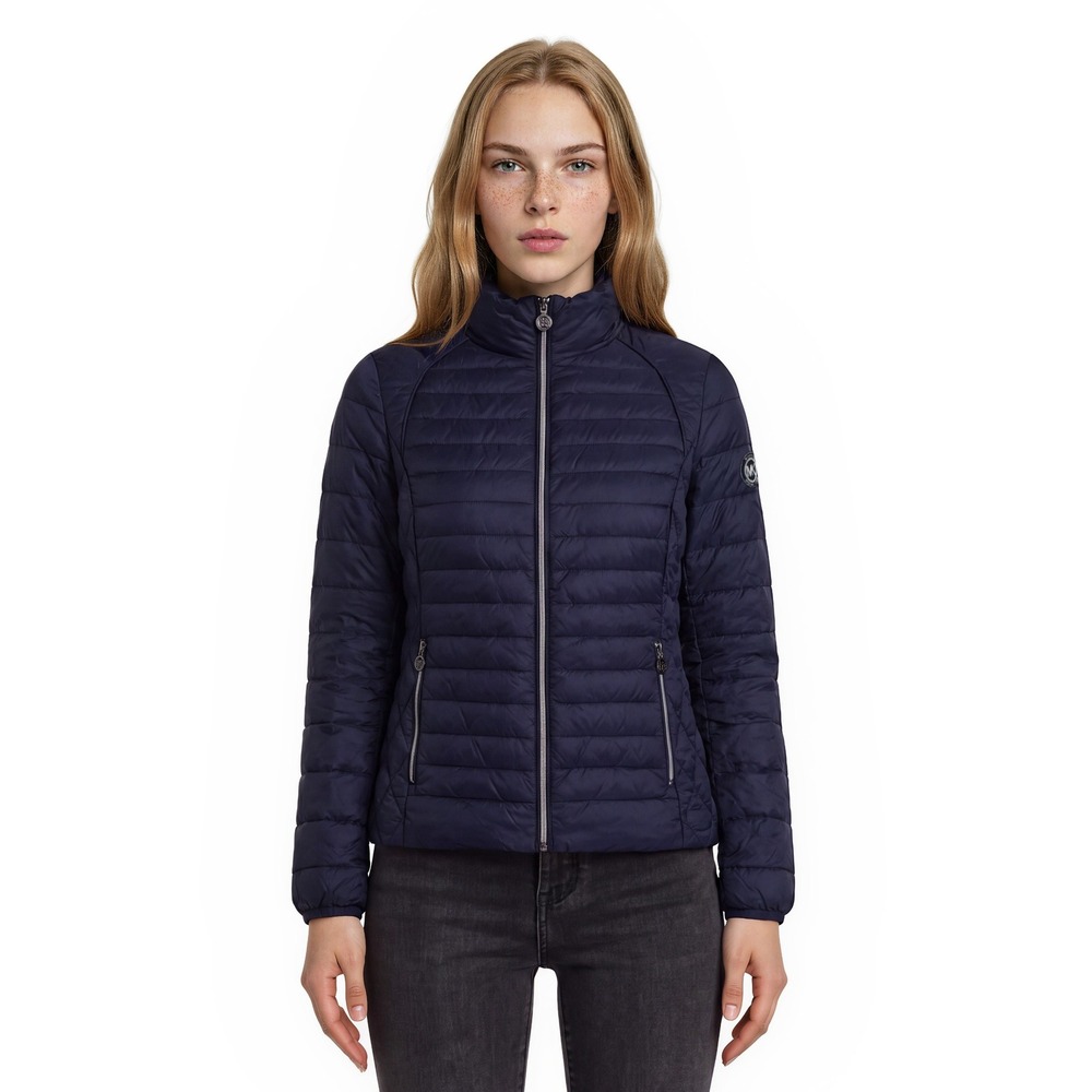 Michael Kors Down Puffer Jacket Women's Size Medium Blue Packable Quilted Coat